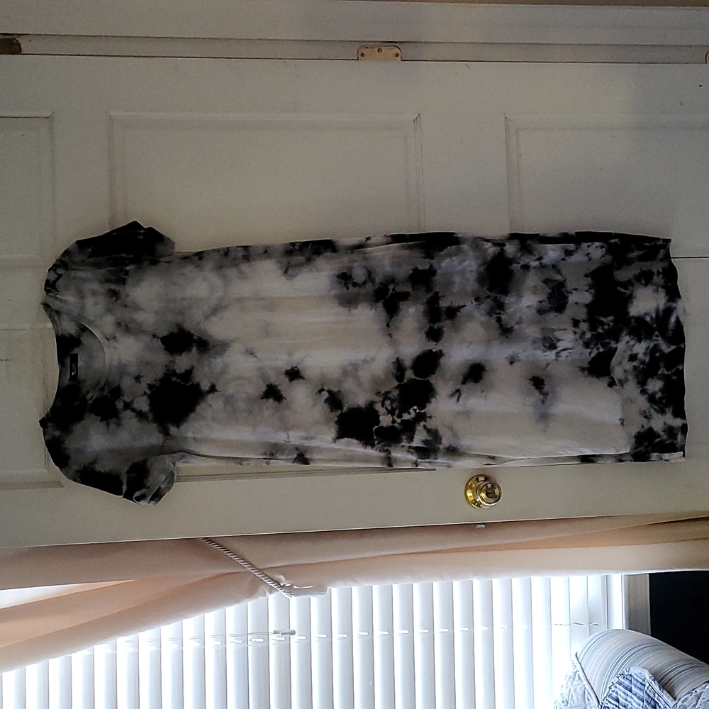 Michael Lauren Tie Dye Dress, Small . White, grey, black